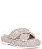 Color:Stone - Image 1 - Penelope Signature Logo Jacquard Puff Platform Sandals
