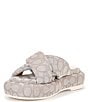 Color:Stone - Image 4 - Penelope Signature Logo Jacquard Puff Platform Sandals