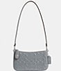 Color:Grey Blue - Image 1 - Penn Signature Logo Patent Leather Silver Hardware Shoulder Bag