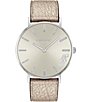 Color:Champagne - Image 1 - Perry Metallic Leather Strap Watch