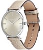 Color:Champagne - Image 3 - Perry Metallic Leather Strap Watch