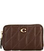 COACH Pillow Quilted Small Zip Around Gold Hardware Card Case, Color:Maple - Image 1