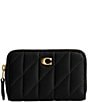 COACH Pillow Quilted Small Zip Around Card Case, Color:Black - Image 1
