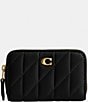 COACH Pillow Quilted Small Zip Around Gold Hardware Card Case, Color:Black - Image 1