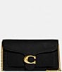 Color:Black - Image 4 - Polished Pebble Tabby Chain Clutch Bag