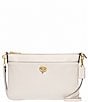 Color:Chalk/Gold - Image 1 - Polly Pebble Leather Top Zip Gold Hardware Crossbody Bag