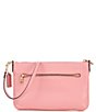 Color:Bubblegum - Image 2 - Polly Pebble Leather Top Zip Gold Hardware Crossbody Bag