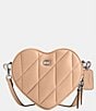 Color:Buff - Image 1 - Quilted Heart Crossbody Bag