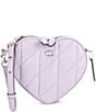 Color:Soft Purple - Image 1 - Quilted Heart Crossbody Bag