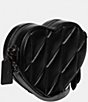 Color:Black - Image 3 - Black Quilted Leather Heart Crossbody Bag
