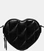Color:Black - Image 2 - Black Quilted Leather Heart Crossbody Bag