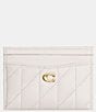 Color:Chalk - Image 1 - Quilted Nappa Leather Gold Hardware Card Case