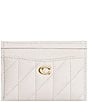 COACH Quilted Nappa Leather Gold Hardware Card Case, Color:Chalk - Image 1