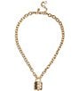 Color:Shiny Gold - Image 2 - Quilted Padlock Short Pendant Necklace