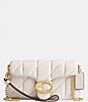 Color:Chalk - Image 1 - Quilted Pillow Leather Gold Hardware Tabby Wristlet