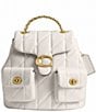 COACH Tabby Leather Pillow Quilt Chain Strap Backpack, Color:Chalk - Image 1