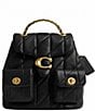 COACH Tabby Leather Pillow Quilt Backpack, Color:Black - Image 1