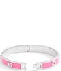 COACH Signature C Enamel Bangle Bracelet, Color:Pink/Silver - Image 3