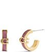 COACH Signature C Enamel Huggie Hoop Earrings, Color:Light Pink/Gold - Image 1