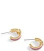 COACH Signature C Enamel Huggie Hoop Earrings, Color:Light Pink/Gold - Image 3
