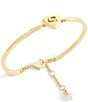 COACH Signature C Heart Pearl Flexible Bangle Bracelet, Color:Shiny Gold - Image 2
