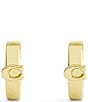 COACH Signature C Huggie Hoop Earrings, Color:Shiny Gold - Image 2