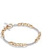 Color:Two Tone - Image 1 - Signature C Mixed Chain Line Bracelet