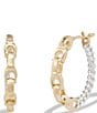 Color:Two Tone - Image 1 - Signature C Mixed Small Hoop Earrings