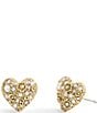 COACH Signature C Pave Boxed Heart Stud Earrings, Color:Crystal/Gold - Image 2