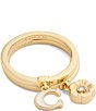 COACH Signature C Tea Rose Charm Duo Stacked Ring Set - Image 1