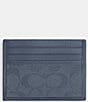 COACH Signature Canvas Jacquard/Refined Calfskin Leather Refined Card Case, Color:Washed Chambray - Image 1