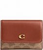 COACH Signature Coated Canvas Essential Flap Card Case, Color:Caramel - Image 1