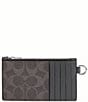 COACH Signature Coated Canvas/Crossgrain Leather Zippered Card Case, Color:Grey - Image 2