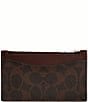COACH Signature Coated Canvas/Refined Calfskin Leather Zippered Card Case, Color:Maple - Image 1