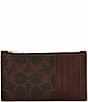COACH Signature Coated Canvas/Refined Calfskin Leather Zippered Card Case, Color:Maple - Image 2