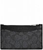 COACH Signature Coated Canvas/Refined Calfskin Leather Zippered Card Case, Color:Black Sigure - Image 1