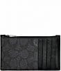 COACH Signature Coated Canvas/Refined Calfskin Leather Zippered Card Case, Color:Black Sigure - Image 2