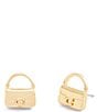 COACH Signature Handbag Stud Earrings, Color:Shiny Gold - Image 1