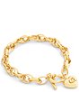COACH Signature Heart Charm Interlocking Link Line Bracelet, Color:Shiny Gold - Image 1