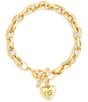 COACH Signature Heart Charm Interlocking Link Line Bracelet, Color:Shiny Gold - Image 2