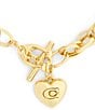 COACH Signature Heart Charm Interlocking Link Line Bracelet, Color:Shiny Gold - Image 3