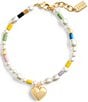 Color:Pearl/Multi - Image 2 - Signature Heart Charm Pearl Line Bracelet