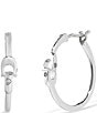 Color:Silver - Image 1 - Signature Interlocking C Hoop Earrings