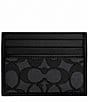 Color:Charcoal/Black - Image 1 - Coach Signature Jacquard/Glove-Tanned Leather Card Case