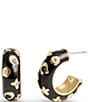 Color:Black/Gold - Image 1 - Signature Logo Daisy Enamel Huggies Earrings