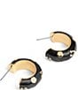 Color:Black/Gold - Image 2 - Signature Logo Daisy Enamel Huggies Earrings
