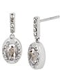 COACH Signature Logo Crystal Bar Drop Earrings, Color:Silver - Image 1
