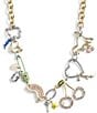 Color:Multi/Gold - Image 1 - Signature Mixed Charm Rhinestone Bib Chain Collar Necklace