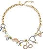 Color:Multi/Gold - Image 2 - Signature Mixed Charm Rhinestone Bib Chain Collar Necklace