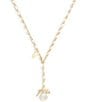 COACH Signature Mother of Pearl Coin Charm Y Necklace, Color:Pearl/Gold - Image 1